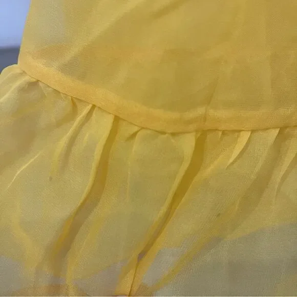 NWT Mac Duggal 67911 Yellow Ruffle Chiffon Cutout Maxi Dress size 0